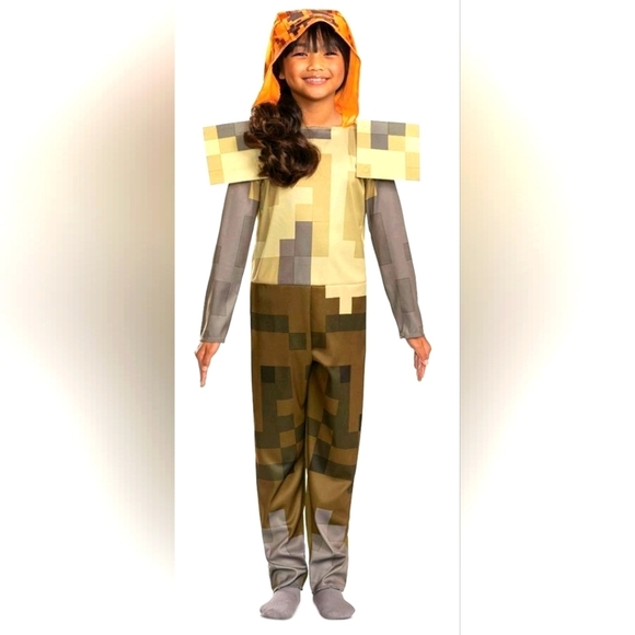 Minecraft Kids Hooded HalloweenCostume Jumpsuit Classic Husk JackO'Lantern - Picture 1 of 7